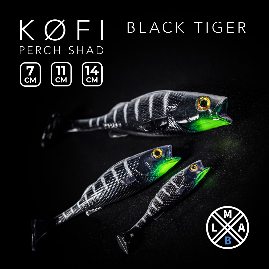 LMAB KOFI PERCH SHAD 11CM BULK BOX BLACK TIGER FROM PREDATOR TACKLE.jpeg LMAB KOFI Perch Shad 7cm - Singles